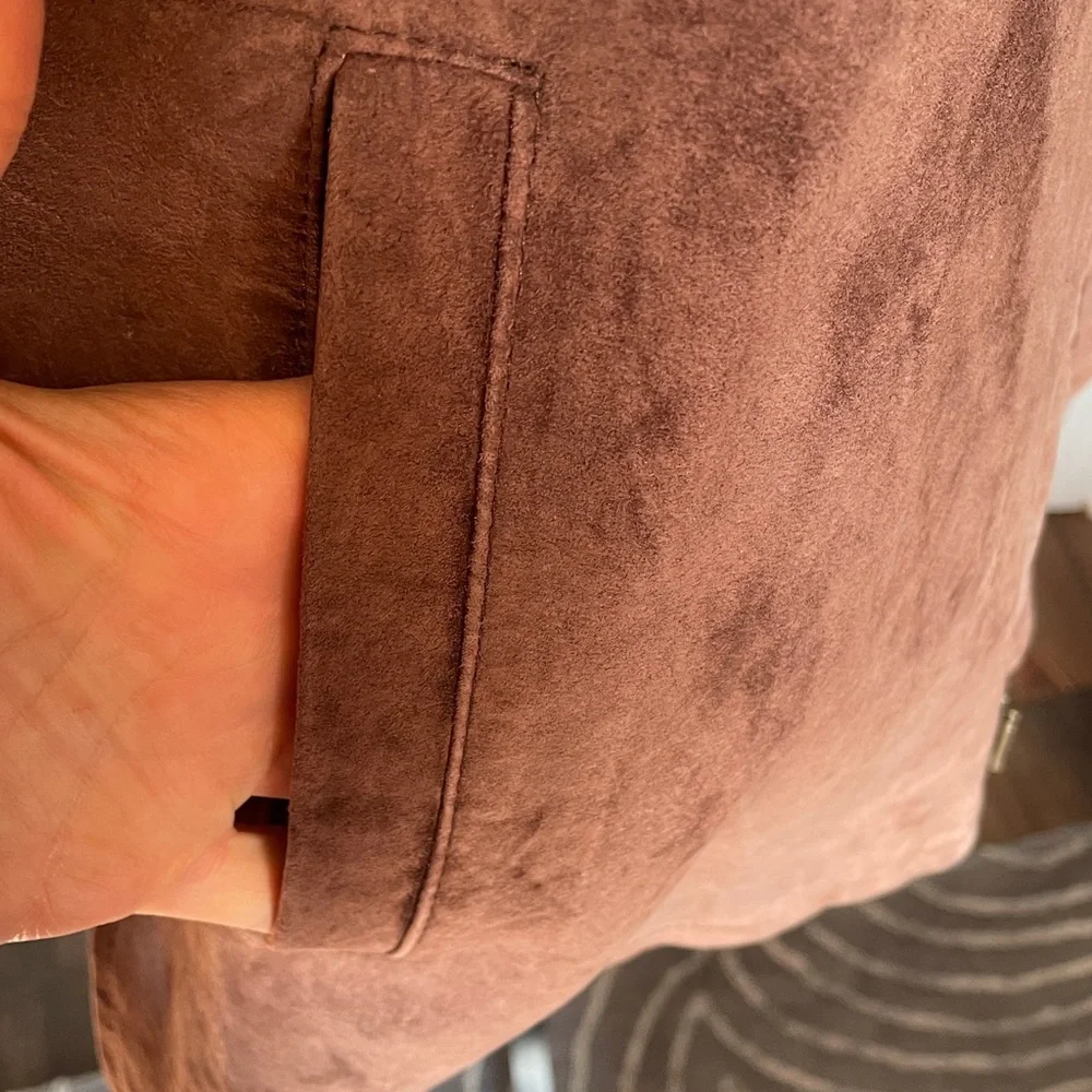 NWT Terry Lewis Luxuries Classic Brown Suede Zip-Front Jacket Size‎ Medium